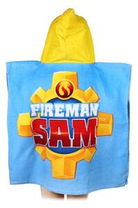 Chlapecké pončo - osuška s kapucí Požárník Sam - Hasič Sam - Fireman Sam - froté 100% bavlna - modro / žluté, 55 x 110 cm