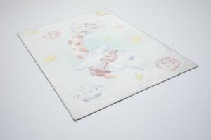 Makro Abra Kusový dětský koberec KIDS 2403176N-1 Žirafa Vesmír šedý modrý Rozměr: 80x150 cm