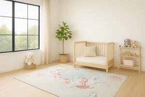 Makro Abra Kusový dětský koberec KIDS 2403176N-1 Žirafa Vesmír šedý modrý Rozměr: 80x150 cm