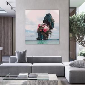 Obraz na plátně Skála s květinami - Zehem Chong Rozměry: 30 x 30 cm