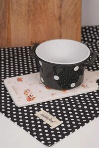 Kuchyňská utěrka bavlněná černá s puntíky 50 x 70 cm (ISABELLE ROSE)