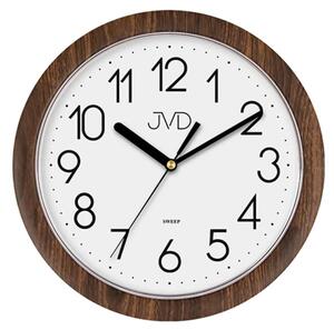 Nástěnné netikající tiché hodiny JVD quartz H612.20 imitace dřeva tmavé