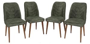 Kalune Design Sada 4 ks jídelních židlí Dallas olivově zelená/ořech