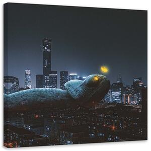 Obraz na plátně Chameleon ve městě - Zehem Chong Rozměry: 30 x 30 cm