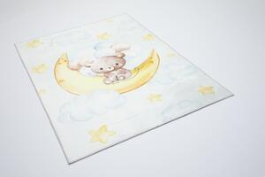 Makro Abra Kusový dětský koberec KIDS 2403179N Medvídek Měsíc Mráčky krémový Rozměr: 80x150 cm