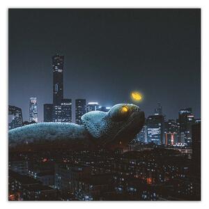 Obraz na plátně Chameleon ve městě - Zehem Chong Rozměry: 30 x 30 cm