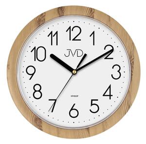 JVD Nástěnné netikající tiché hodiny JVD quartz H612.19 imitace dřeva světlé