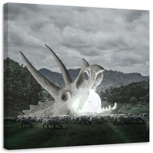 Obraz na plátně Lebka na pastvině - Zehem Chong Rozměry: 30 x 30 cm
