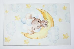 Makro Abra Kusový dětský koberec KIDS 2403179N Medvídek Měsíc Mráčky krémový Rozměr: 80x150 cm