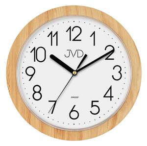 JVD Nástěnné netikající tiché hodiny JVD quartz H612.18 imitace dřeva světlé