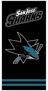 Hokejová bavlněná osuška NHL San Jose Sharks - black - 100% bavlna - 70 x 140 cm