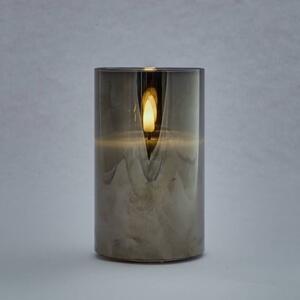 DECOLED LED svíčka ve skle, 7,5 x 15 cm, šedá