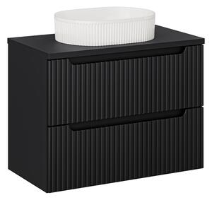 Comad Závěsná skříňka Nova Black II s deskou a umyvadlem 80 cm černá/bílá