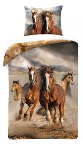 Bavlněné ložní povlečení - motiv Koně - 100% bavlna - 70 x 90 cm + 140 x 200 cm