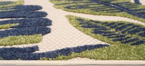 Makro Abra Kusový sisalový koberec PATIO FP37A Listy krémový zelený modrý Rozměr: 80x150 cm