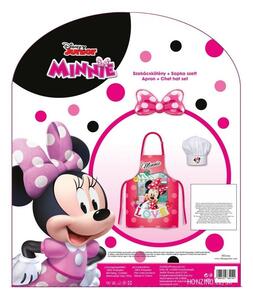 Dětská / dívčí zástěra s kuchařskou čepicí Minnie Mouse - Disney - motiv LOVE - pro děti 3 - 8 roků