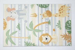 Makro Abra Kusový dětský koberec KIDS 2409024D-1 Slon Žirafa Lev krémový zelený Rozměr: 80x150 cm