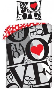 Bavlněné ložní povlečení se srdíčky pro zamilované ♡ LOVE ♡ - 100% bavlna - 70 x 90 cm + 140 x 200 cm