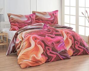 Matějovský Povlečení BLANKA MATRAGI - ROMANCE, dynamický vzor, béžové a meruňkové, bavlněný MAKO satén, digitál, 140x200cm + 70x90cm