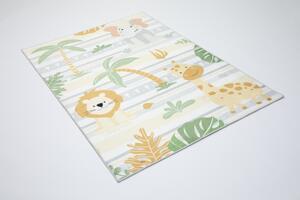 Makro Abra Kusový dětský koberec KIDS 2409024D-1 Slon Žirafa Lev krémový zelený Rozměr: 80x150 cm