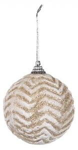 DECOLED Vánoční ozdoba na stromeček glitter 8 cm, bílá a zlatá, polystyren, IP44 venkovní
