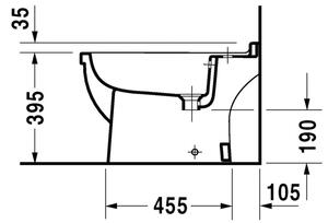 Duravit Starck 3 - Stojící bidet, 1 otvor pro armaturu propíchnutý, 360 x 655 mm, bílý 2234100000