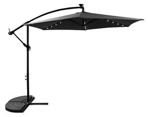 Aga Zahradní slunečník 300 cm Šedý s LED osvětlením
