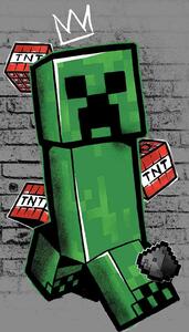 Jerry Fabrics Dětská plážová osuška MINECRAFT METRO ART CREEPER, šedá, froté, 70x140cm