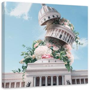 Obraz na plátně Budova s květinami - Zehem Chong Rozměry: 30 x 30 cm