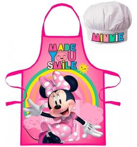 Dětská / dívčí zástěra s kuchařskou čepicí Minnie Mouse - Disney - motiv s duhou - pro děti 3 - 8 let