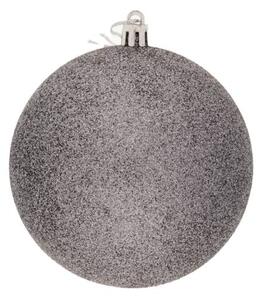 DECOLED Sada vánočních ozdob šedá glitter 10 cm plastová koule, balení 6 ks