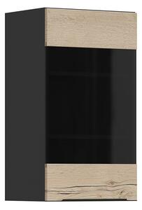 BRW Kuchyně Family Line Sole L6 G-40/72-PV, černá/dub halifax natura