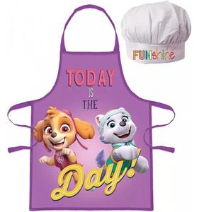 Dětská / dívčí zástěra s kuchařskou čepicí Tlapková patrola - Paw Patrol - motiv Today is The day - pro děti 3 - 8 let