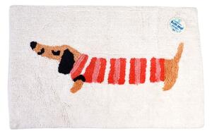 Červeno-bílá koupelnová předložka 83x52,5 cm Sausage Dog – Rex London
