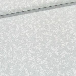 Směsové plátno REMI A 148 SILVER, žakarový vzor větviček na šedé, š.140cm (látka v metráži)