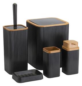 Koupelnový set ZOYA 5 ks černá/hnědá