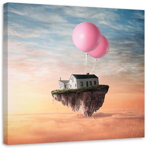 Obraz na plátně Dům na balonu - Zehem Chong Rozměry: 30 x 30 cm