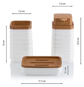 Koupelnový set WAVE 5 ks bílá/hnědá