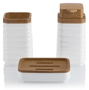 Koupelnový set WAVE 5 ks bílá/hnědá