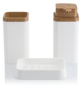 Koupelnový set ZOYA 5 ks bílá/hnědá