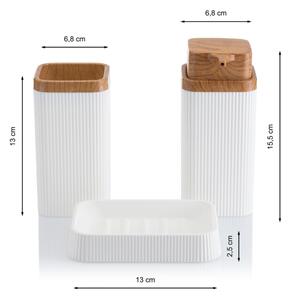 Koupelnový set ZOYA 5 ks bílá/hnědá