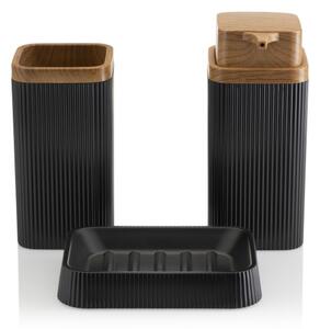 Koupelnový set ZOYA 5 ks černá/hnědá