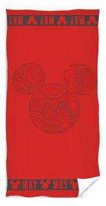 Plážová osuška Mickey Mouse - Disney - červená - 100% bavlna, froté s gramáží 300g/m2 - 70 x 140 cm