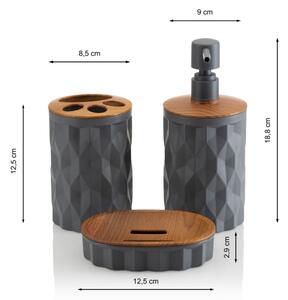 Koupelnový set REINA 5 ks antracit/hnědá