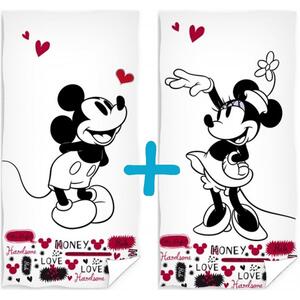 Sada 2 ks osušek pro zamilované Mickey & Minnie Mouse - 100% bavlna s gramáží 300 g/m² - 2x 70 x 140 cm