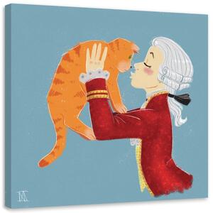 Obraz na plátně Muž s červenou kočkou - Daniela Herrera Rozměry: 30 x 30 cm