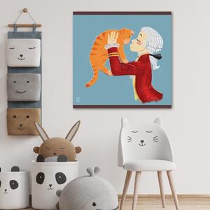 Obraz na plátně Muž s červenou kočkou - Daniela Herrera Rozměry: 30 x 30 cm