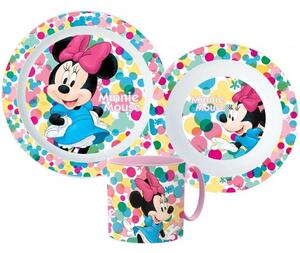 Sada plastového nádobí / jídelní souprava s hrnkem - Disney - Minnie Mouse - 3 díly