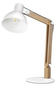 TopLux Dřevěná lampička GETI pro LED žárovku se závitem E27 bílá s vypínačem GTL102W