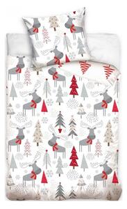 Bavlněné ložní povlečení s motivem Vánoční les - 100% bavlna Renforcé - 70 x 90 cm + 140 x 200 cm